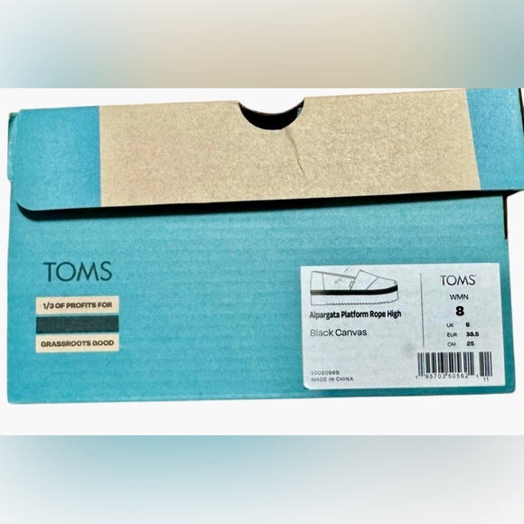 New in Box—TOMS Alpargata Platform Rope High Espadrille in Black-Size 8 - Picture 16 of 16